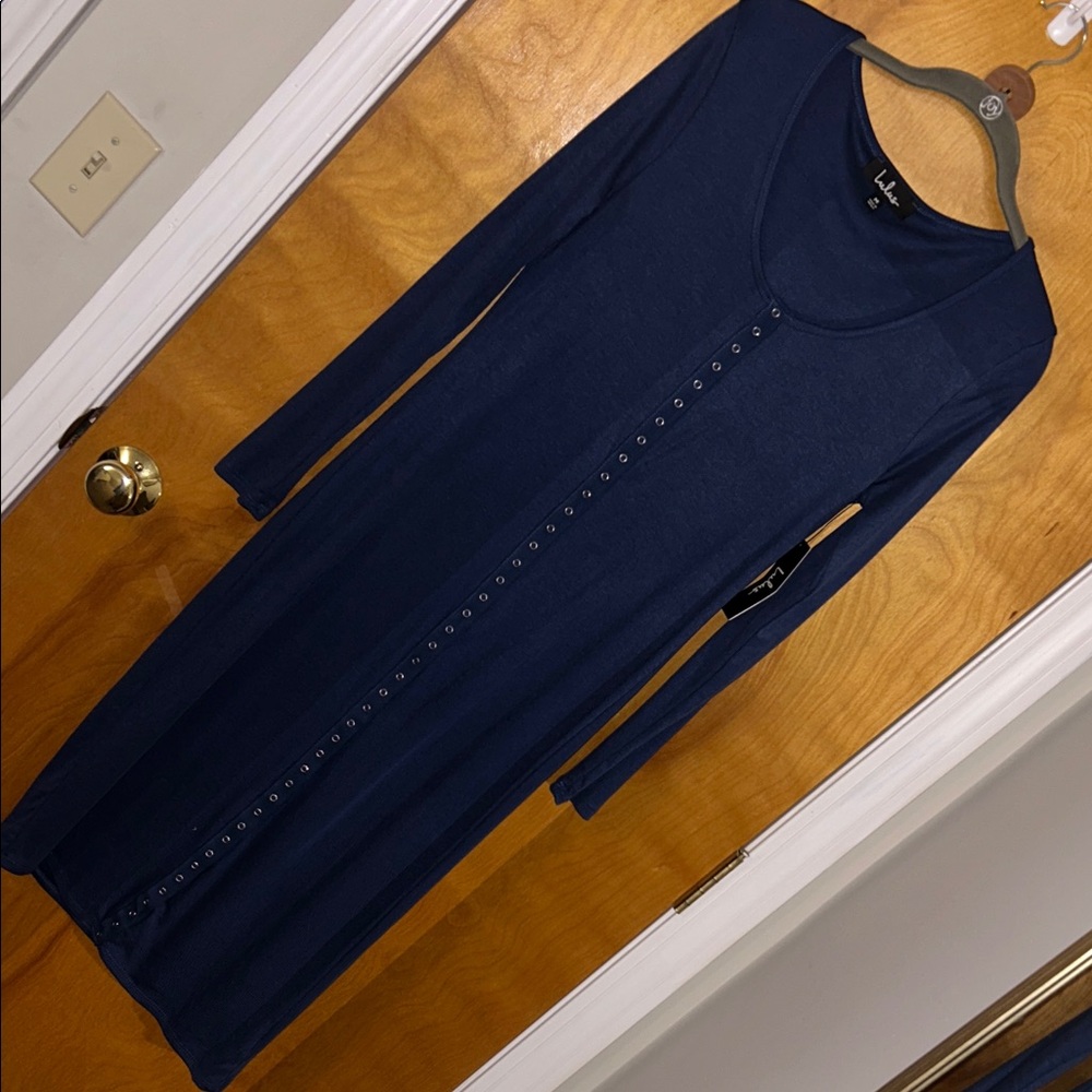 Lulu's Midnight Blue Long Sleeve Dress
